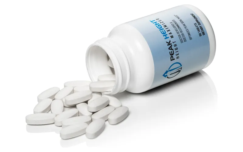 Open Peak Height bottle with tablets: the height growth option we recommend